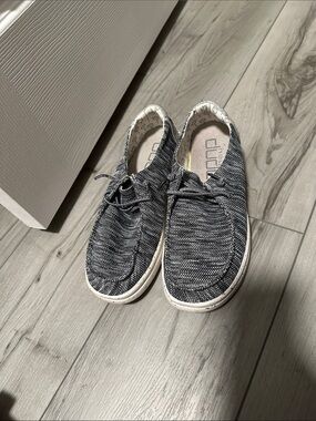 Hey Dude Wally Knit Lace-Up Shoes - Charcoal/White